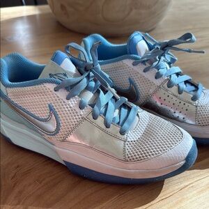 Blue and White Boys JA1 Basketball Shoes